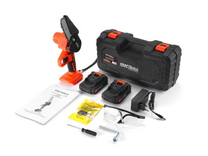 Akumulátorová řetězová pila s výsuvným ramenem 4" 21V + 2x baterie, Kraft&Dele KD10642