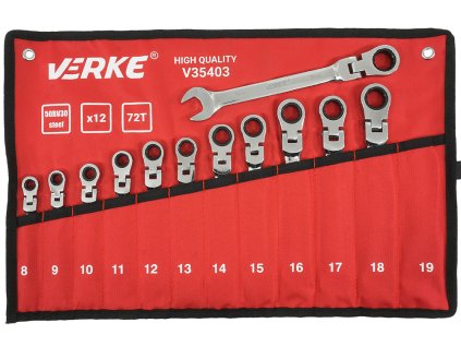 Sada ráčnových klíčů 8-19mm 12ks CrV, Verke V35403