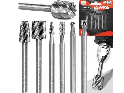 Stopkové minifrézy do kovu a hliníku 3,2 mm HSS 6 ks, Verke V05044 1