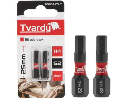 Rázový bit TVARDY H4 25mm S2, sada 2ks, Geko T00184-25-2