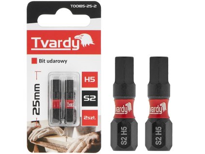 Rázový bit TVARDY H5 25mm S2, sada 2ks, Geko T00185-25-2