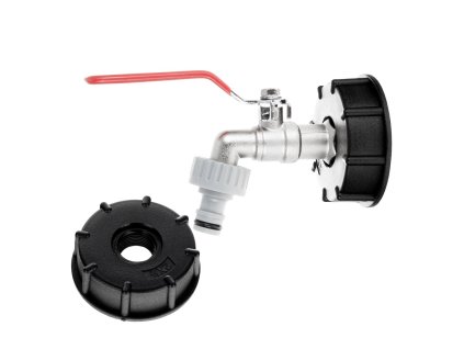 Sada kohoutek 1/2" s výstupem G 3/4" + adaptér na rychlospojku + závitová matice S60x6 pro IBC kontejner, Geko G70183