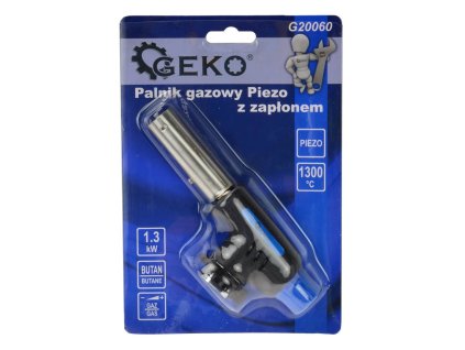Plynový kartušový hořák s piezoelektrickým zapalováním, Geko G20060
