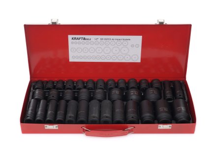 Nástrčné rázové hlavice 1/2", 6-ti hran, 8-32mm, sada 35 ks, Kraft&Dele KD11756