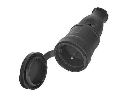 Gumová síťová zásuvka 230 V / 16 A IP44 s krytkou, Geko G17516