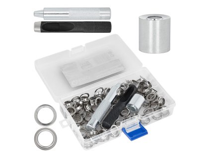 Sada ok pro plachty 100ks s děrovačem a nýtovačem, Geko G01824