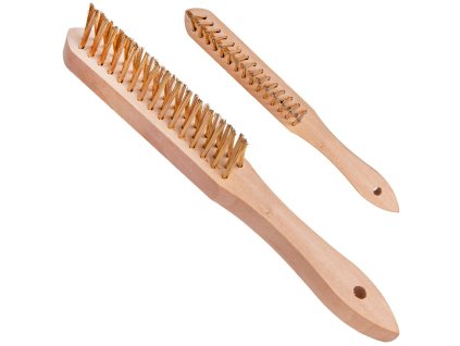 Kartáč ocelový pomosazený na štěrbiny, 3 řady, dřevěný, Geko G00738