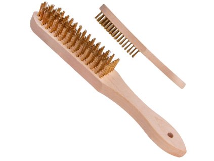 Kartáč ocelový pomosazený, 6 řad, dřevěný, Geko G00733