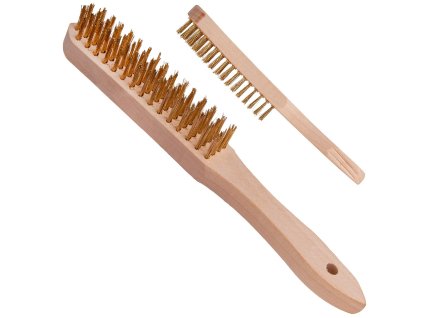 Kartáč ocelový pomosazený, 4 řady, dřevěný, Geko G00731