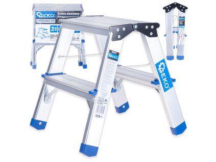 Skládací hliníkové schůdky 150kg, 2 stupně, Geko G02432