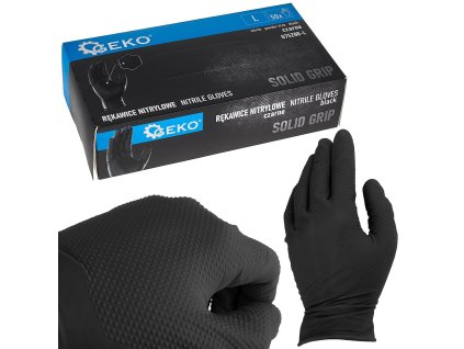 Pracovní rukavice SOLID GRIP vel. L černé, 50ks, Geko G75200-L