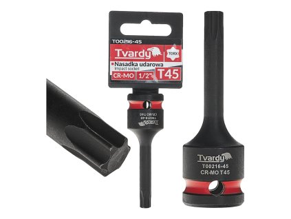 Rázový nástrčný klíč TORX 1/2" T45 CR-MO TVARDY, Geko T00216-45