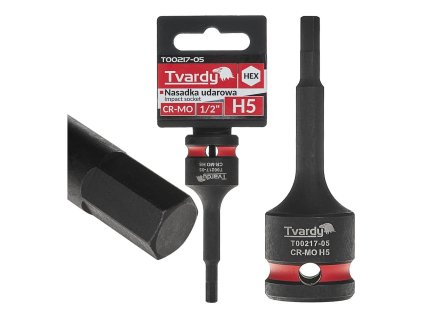 Rázový nástrčný klíč HEX 1/2" H5 CR-MO TVARDY, Geko T00217-05