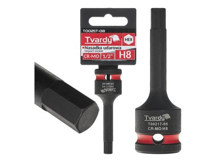 Rázový nástrčný klíč HEX 1/2" H8 CR-MO TVARDY, Geko T00217-08