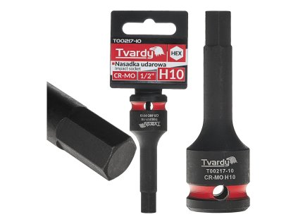 Rázový nástrčný klíč HEX 1/2" H10 CR-MO TVARDY, Geko T00217-10