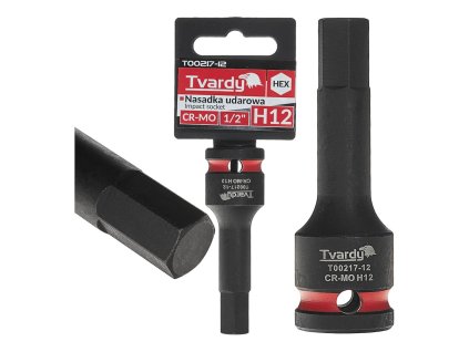 Rázový nástrčný klíč HEX 1/2" H12 CR-MO TVARDY, Geko T00217-12