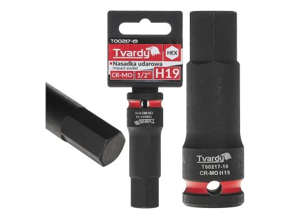 Rázový nástrčný klíč HEX 1/2" H19 CR-MO TVARDY, Geko T00217-19