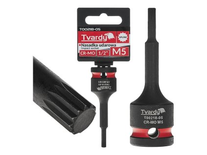 Rázový nástrčný klíč SPLINE 1/2" M5 CR-MO TVARDY, Geko T00218-05