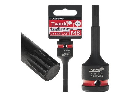 Rázový nástrčný klíč SPLINE 1/2" M8 CR-MO TVARDY, Geko T00218-08