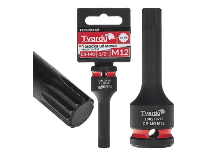 Rázový nástrčný klíč SPLINE 1/2" M12 CR-MO TVARDY, Geko T00218-12