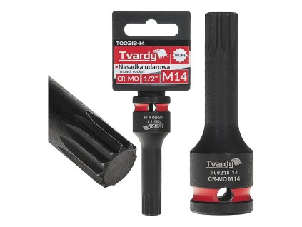 Rázový nástrčný klíč SPLINE 1/2" M14 CR-MO TVARDY, Geko T00218-14