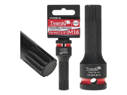 Rázový nástrčný klíč SPLINE 1/2" M16 CR-MO TVARDY, Geko T00218-16