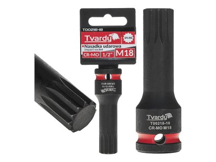 Rázový nástrčný klíč SPLINE 1/2" M18 CR-MO TVARDY, Geko T00218-18