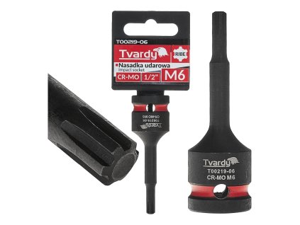 Rázový nástrčný klíč RIBE 1/2" M6 CR-MO TVARDY, Geko T00219-06