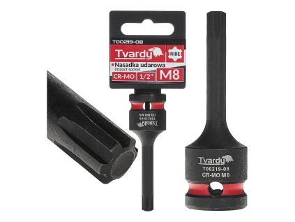 Rázový nástrčný klíč RIBE 1/2" M8 CR-MO TVARDY, Geko T00219-08