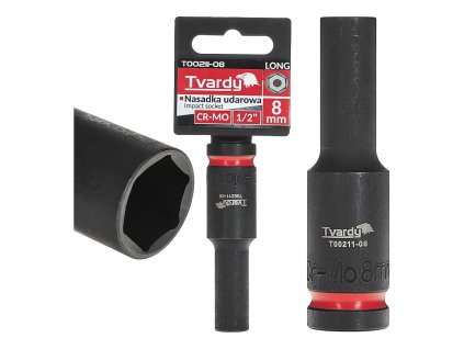 Nástrčná rázová hlavice 6hran dlouhá 1/2" 8mm CR-MO TVARDY, Geko T00211-08