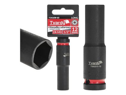 Nástrčná rázová hlavice 6hran dlouhá 1/2" 12mm CR-MO TVARDY, Geko T00211-12