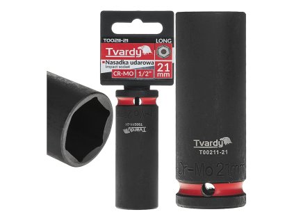 Nástrčná rázová hlavice 6hran dlouhá 1/2" 21mm CR-MO TVARDY, Geko T00211-21