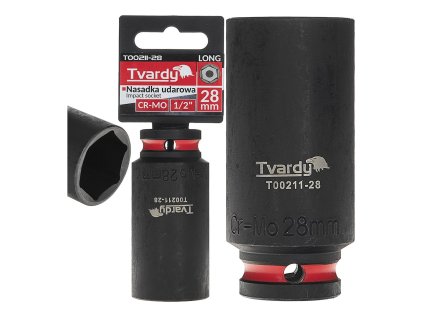 Nástrčná rázová hlavice 6hran dlouhá 1/2" 28mm CR-MO TVARDY, Geko T00211-28