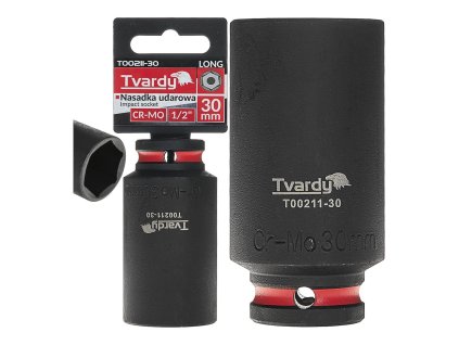 Nástrčná rázová hlavice 6hran dlouhá 1/2" 30mm CR-MO TVARDY, Geko T00211-30