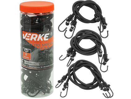 Upínací gumy na upevnění zavazadel 8mm, 8ks, háčky V2, Verke V50201