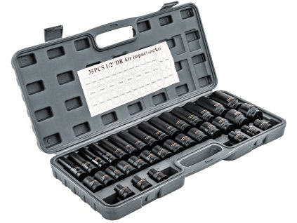 Nástrčné rázové hlavice 1/2" dlouhé, krátké PM-ZNU-832T, sada 35ks, Powermat PM1380