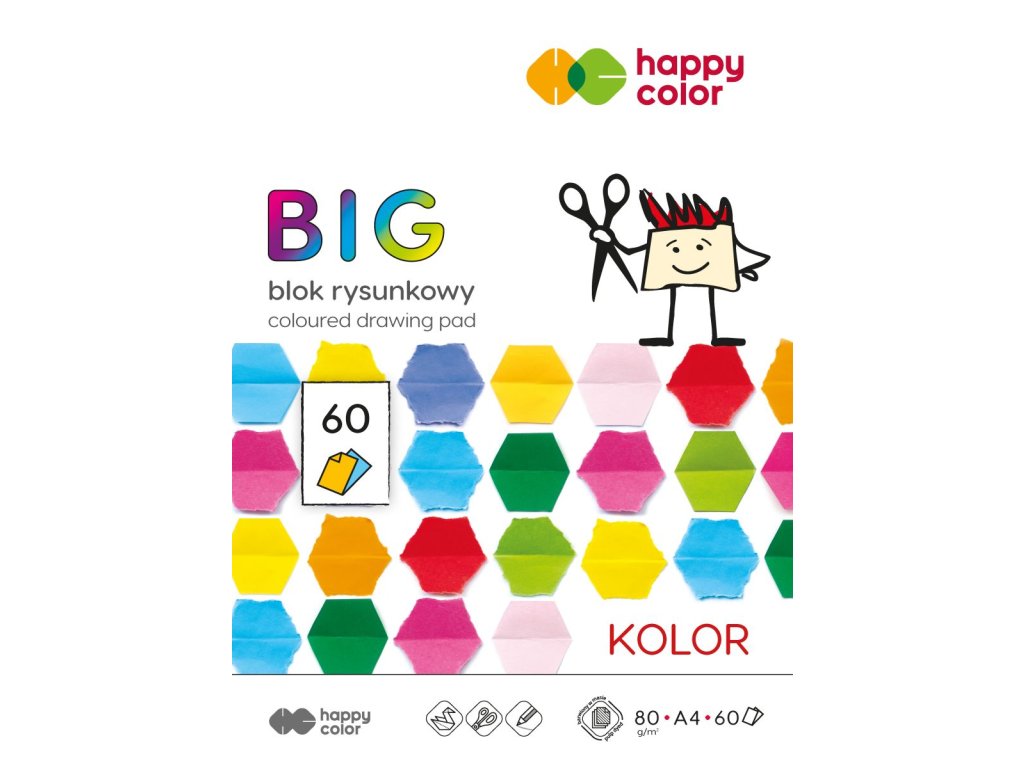 HAPPY COLOR papier farebný A4 80g/m2 60listov 15 farieb