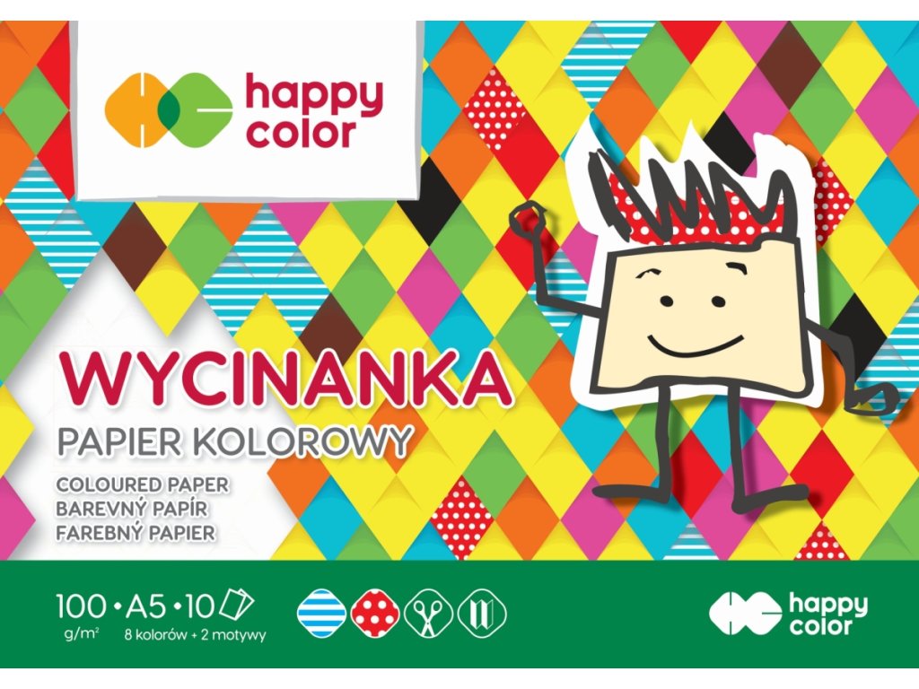 HAPPY COLOR papier A5 100g/m2 10l 8far+2 vzory lesklý