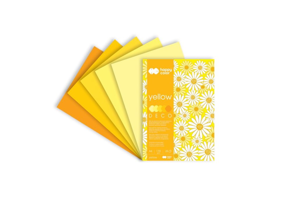 HAPPY COLOR výkres A4 170g/m2 20listov 5 odtieňov YELLOW