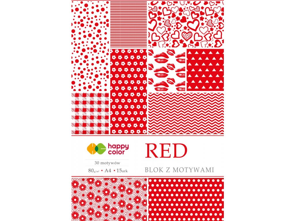 HAPPY COLOR papier A4 80g/m2 15listov 30 vzorov RED