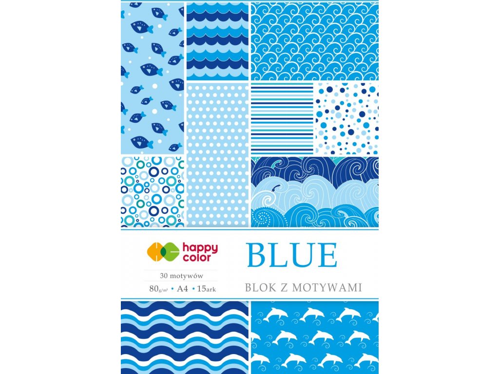 HAPPY COLOR papier A4 80g/m2 15listov 30 vzorov BLUE