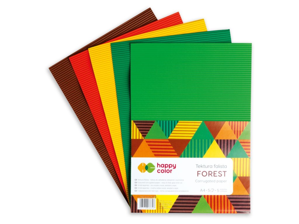 HAPPY COLOR lepenka vlnitá A4 5l 5 farieb FOREST