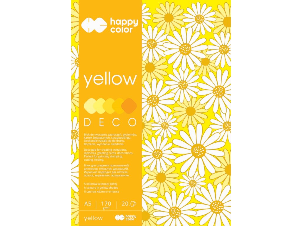 HAPPY COLOR výkres A5 170g/m2 20listov 5 odtieňov YELLOW