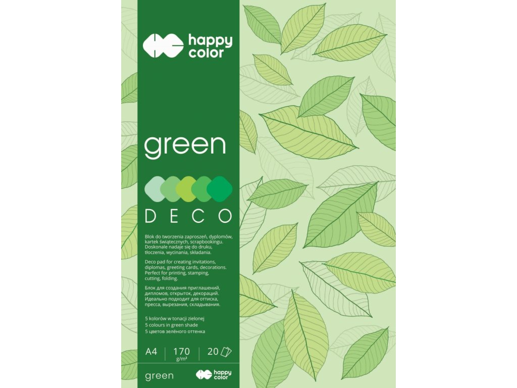 HAPPY COLOR výkres A4 170g/m2 20listov 5 odtieňov GREEN