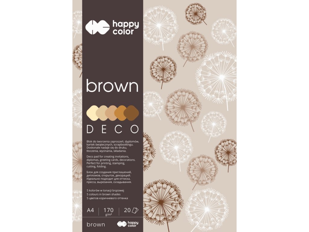 HAPPY COLOR výkres A4 170g/m2 20listov 5 odtieňov BROWN