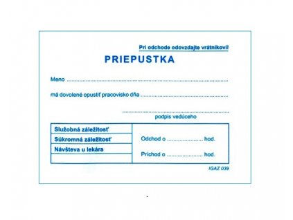 Priepustka A7 - 100 listová