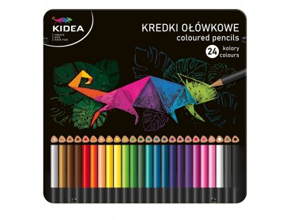 Kidea pastelky trojhranné 24ks v plechovej krabici (D)