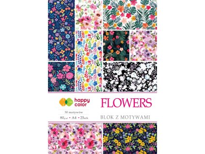 HAPPY COLOR papier A4 80g/m2 15listov 25 vzorov FLOWERS