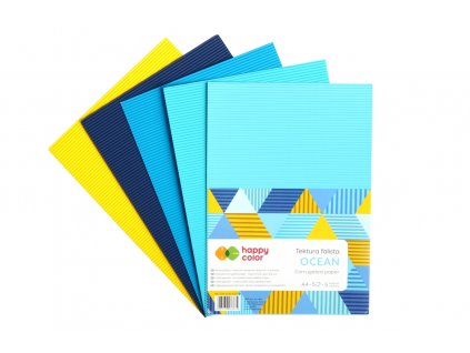HAPPY COLOR lepenka vlnitá A4 5l 5 farieb OCEAN