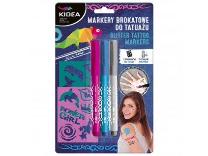Kidea popisovače 3ks glitrové na tetovanie (D)